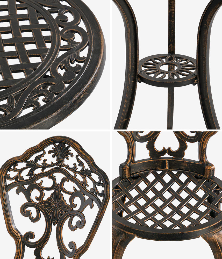 3 Piece Outdoor Patio Set Garden Furniture Bronze