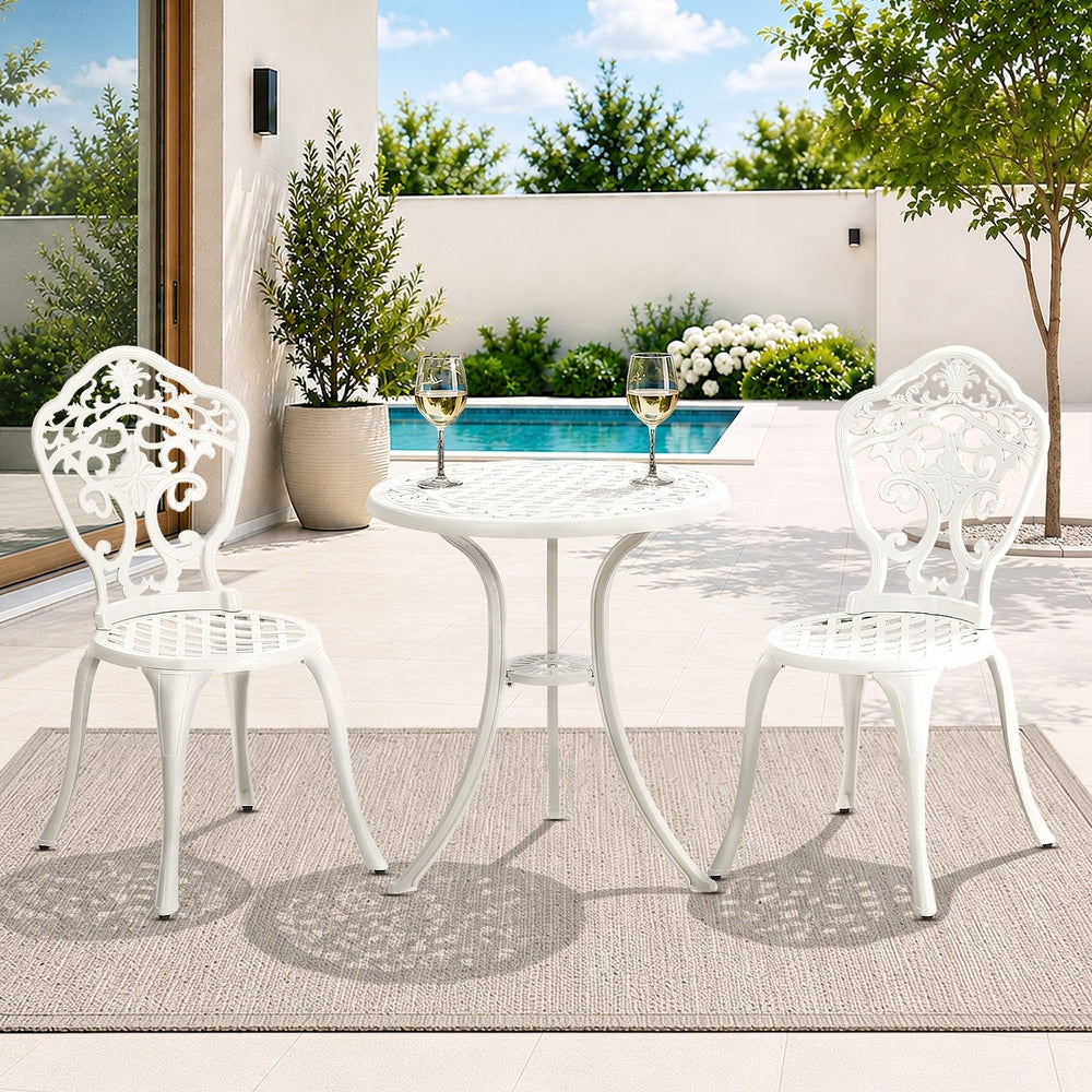 3 Piece Outdoor Patio Set Garden Furniture White