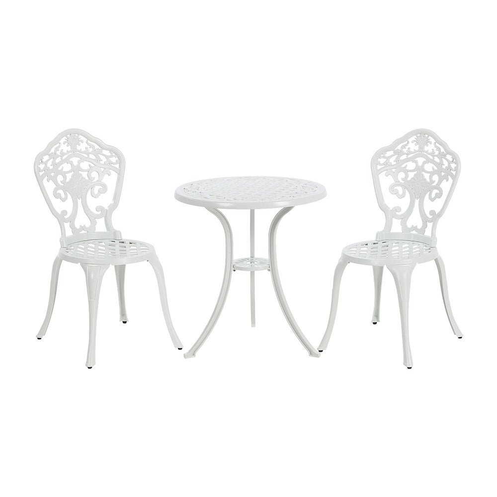 3 Piece Outdoor Patio Set Garden Furniture White