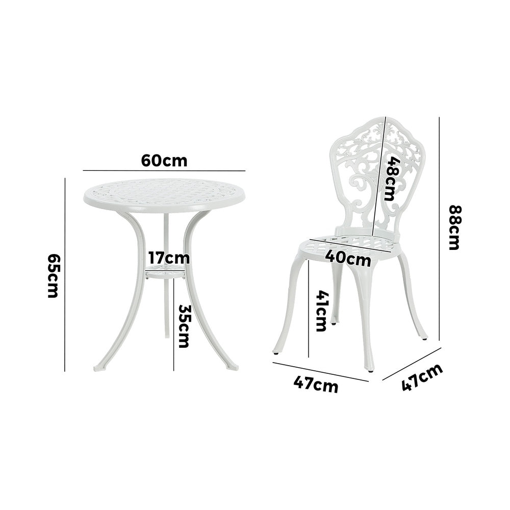 3 Piece Outdoor Patio Set Garden Furniture White