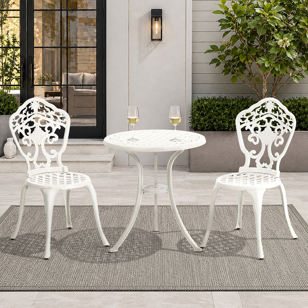 3 Piece Outdoor Patio Set Garden Furniture White