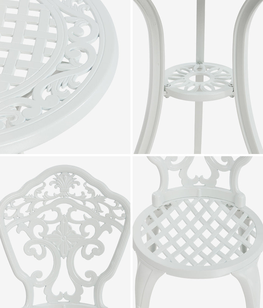 3 Piece Outdoor Patio Set Garden Furniture White