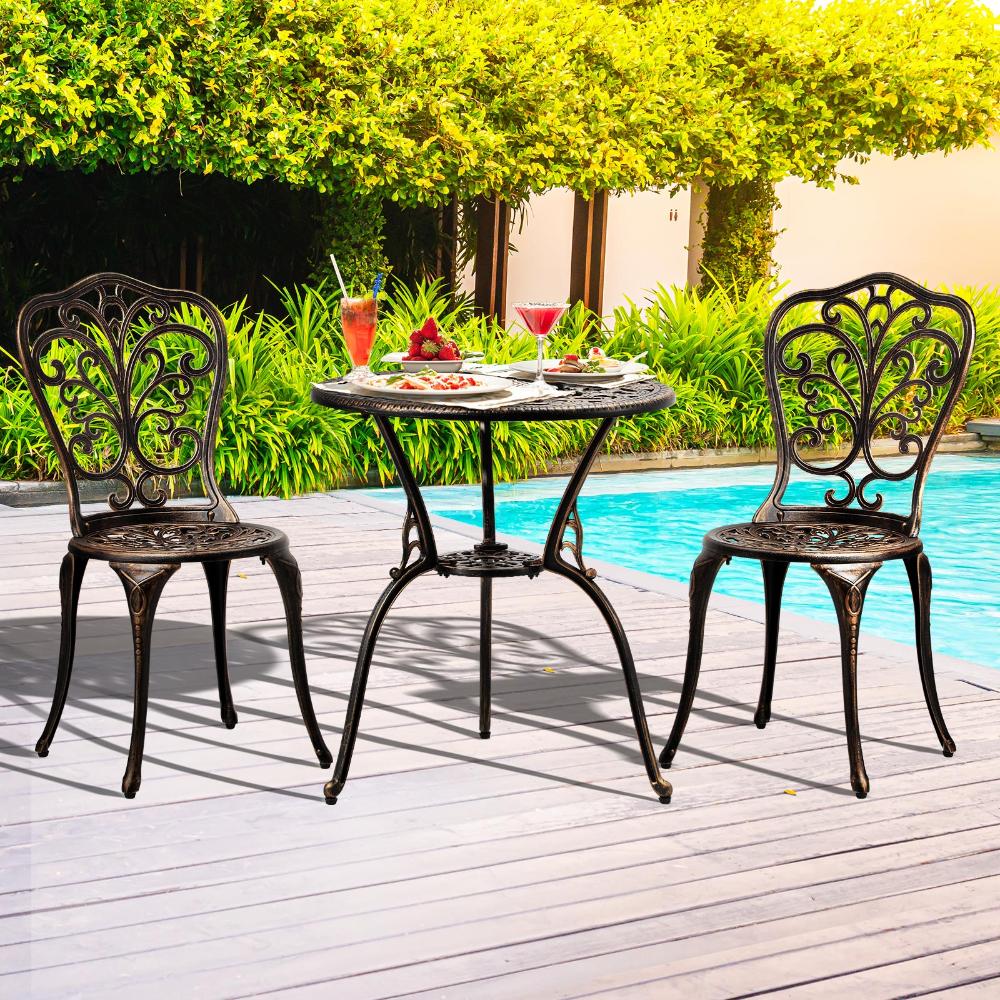 Outdoor Patio Set Chairs&Table 3PCS Bronze