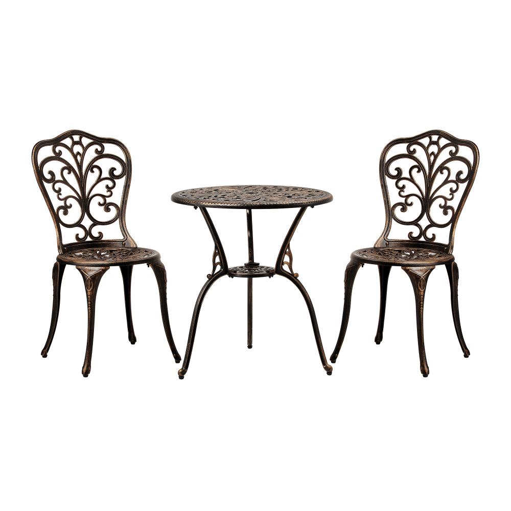 Outdoor Patio Set Chairs&Table 3PCS Bronze