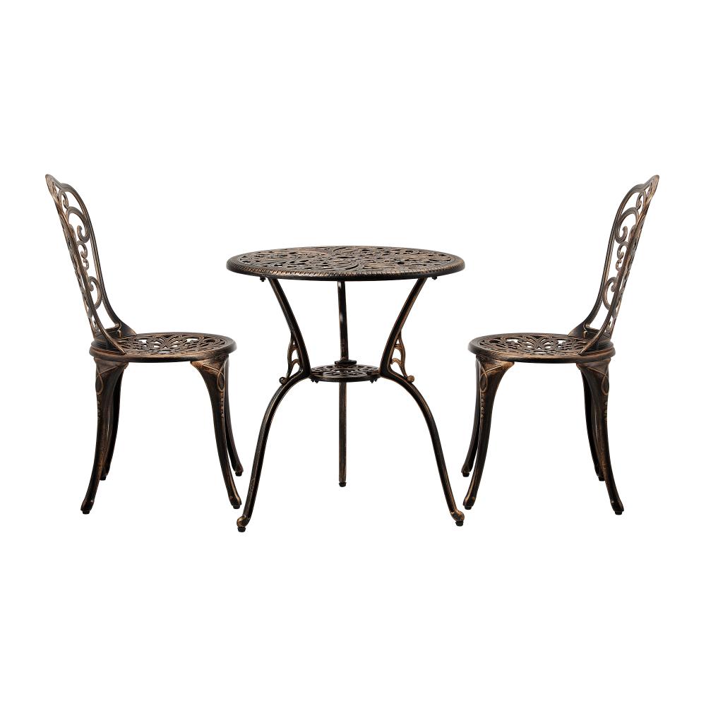 Outdoor Patio Set Chairs&Table 3PCS Bronze