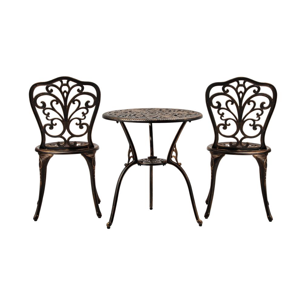 Outdoor Patio Set Chairs&Table 3PCS Bronze