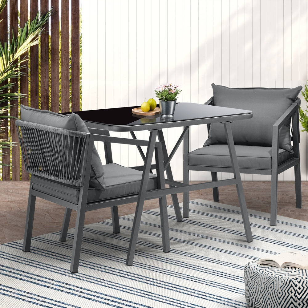 3PCS Outdoor Dining Set Table Chairs Set