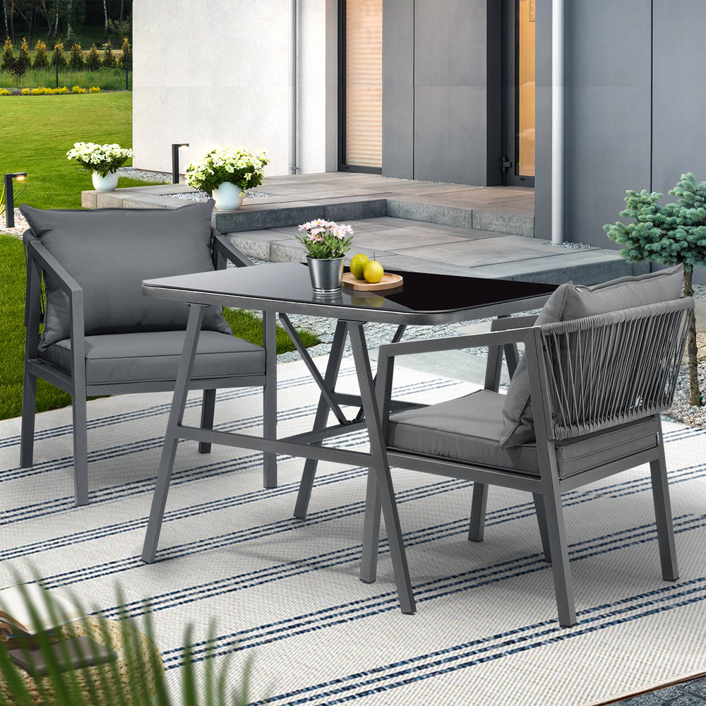 3PCS Outdoor Dining Set Table Chairs Set