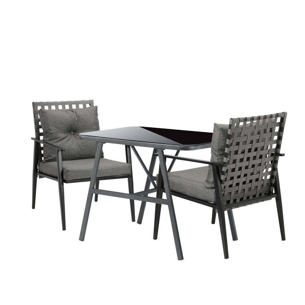 2 Seater Outdoor Dining Set with Table Grey&Black