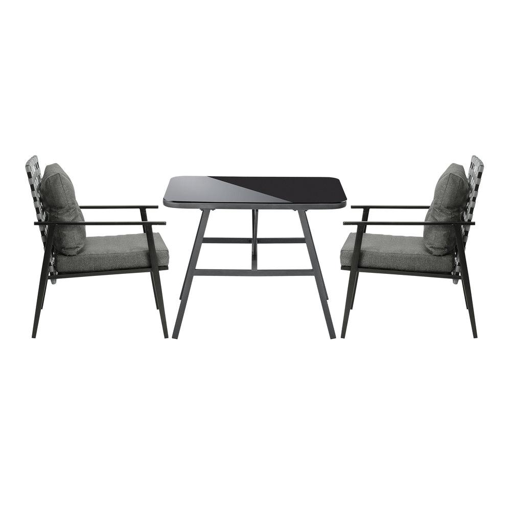 2 Seater Outdoor Dining Set with Table Grey&Black