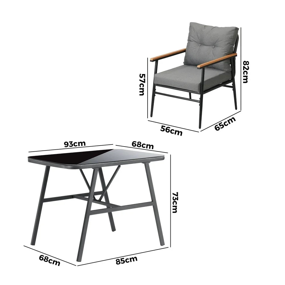 Livsip Outdoor Dining Set Patio Table and Chairs 2 Seater