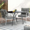 3 Piece Outdoor Dining Set Patio Table & Chairs with Glass Top