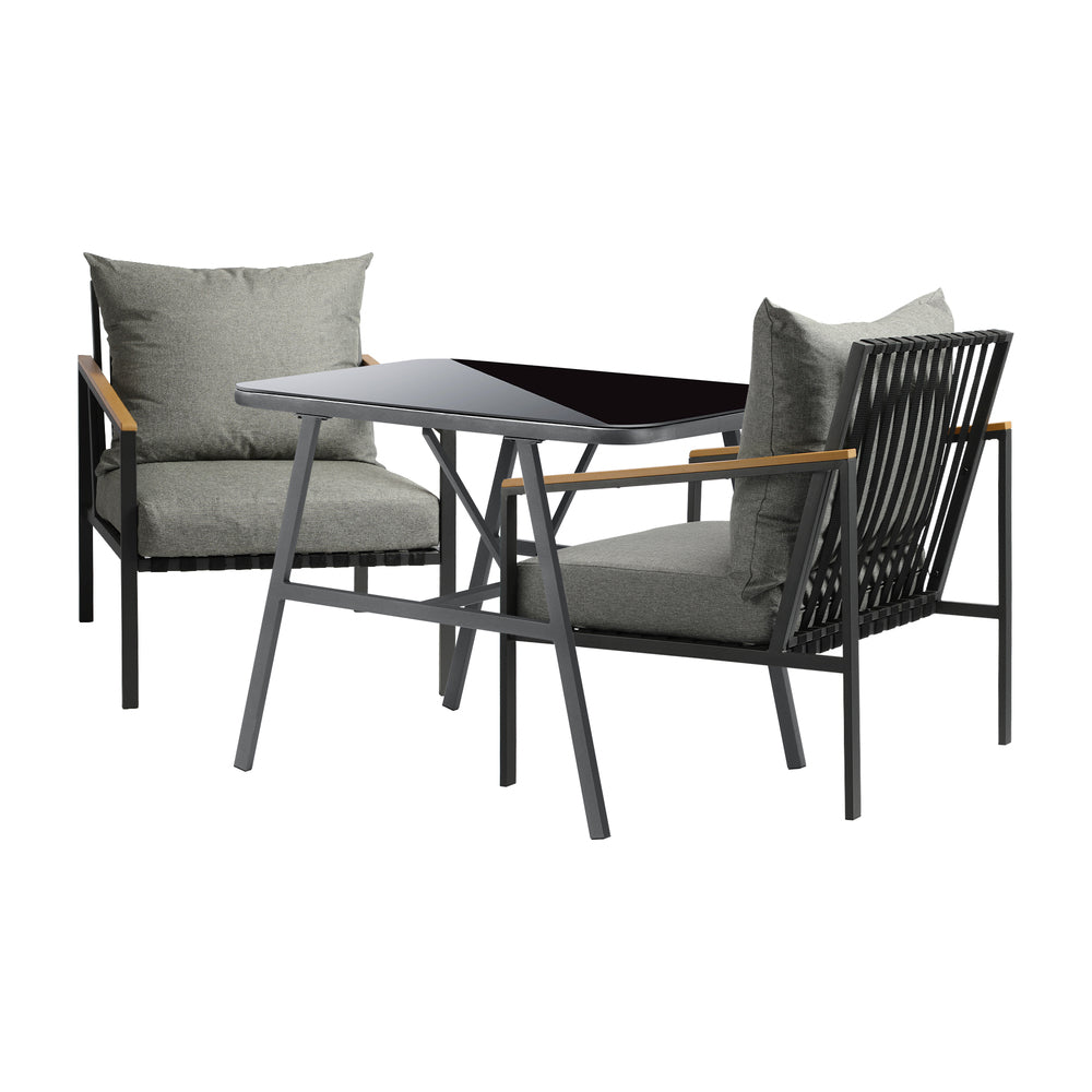 3PCS Outdoor Dining Set Garden Table and Chairs