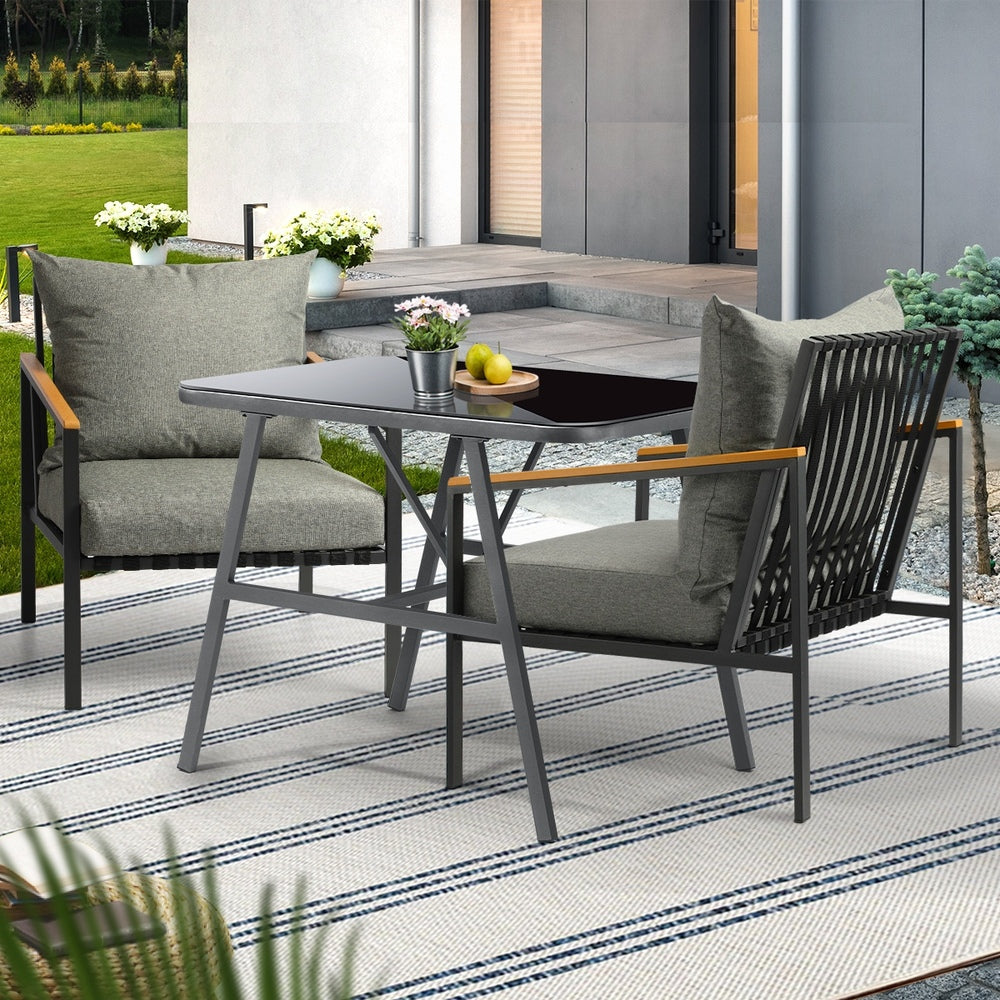 3PCS Outdoor Dining Set Garden Table and Chairs