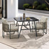5-Piece Outdoor Patio Set with Glass Table, Rope-Woven, 150kg Cap