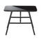 Livsip Outdoor Dining Table Glass Top Grey Steel Patio Side Table 93cm