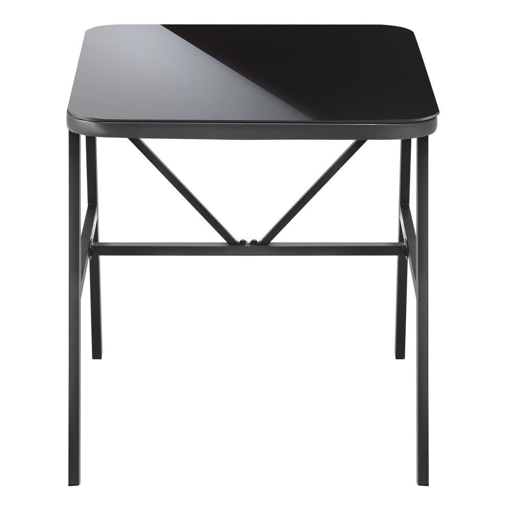 Outdoor Dining Side Table Glass Tabletop Grey