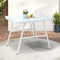 Livsip Outdoor Dining Table White Marble Style Tempered Glass Patio Table