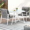 Livsip Outdoor Dining Set Marble Glass Table Rattan Chairs 3 Piece