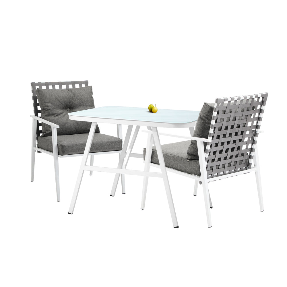 Outdoor Dining Set Rattan Chair Marble-style Table