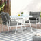 Livsip 3 Piece Outdoor Dining Set Marble Glass Table & Cushioned Chairs