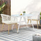 Livsip 3 Piece Outdoor Dining Set Marble Glass Table Cushioned Chairs