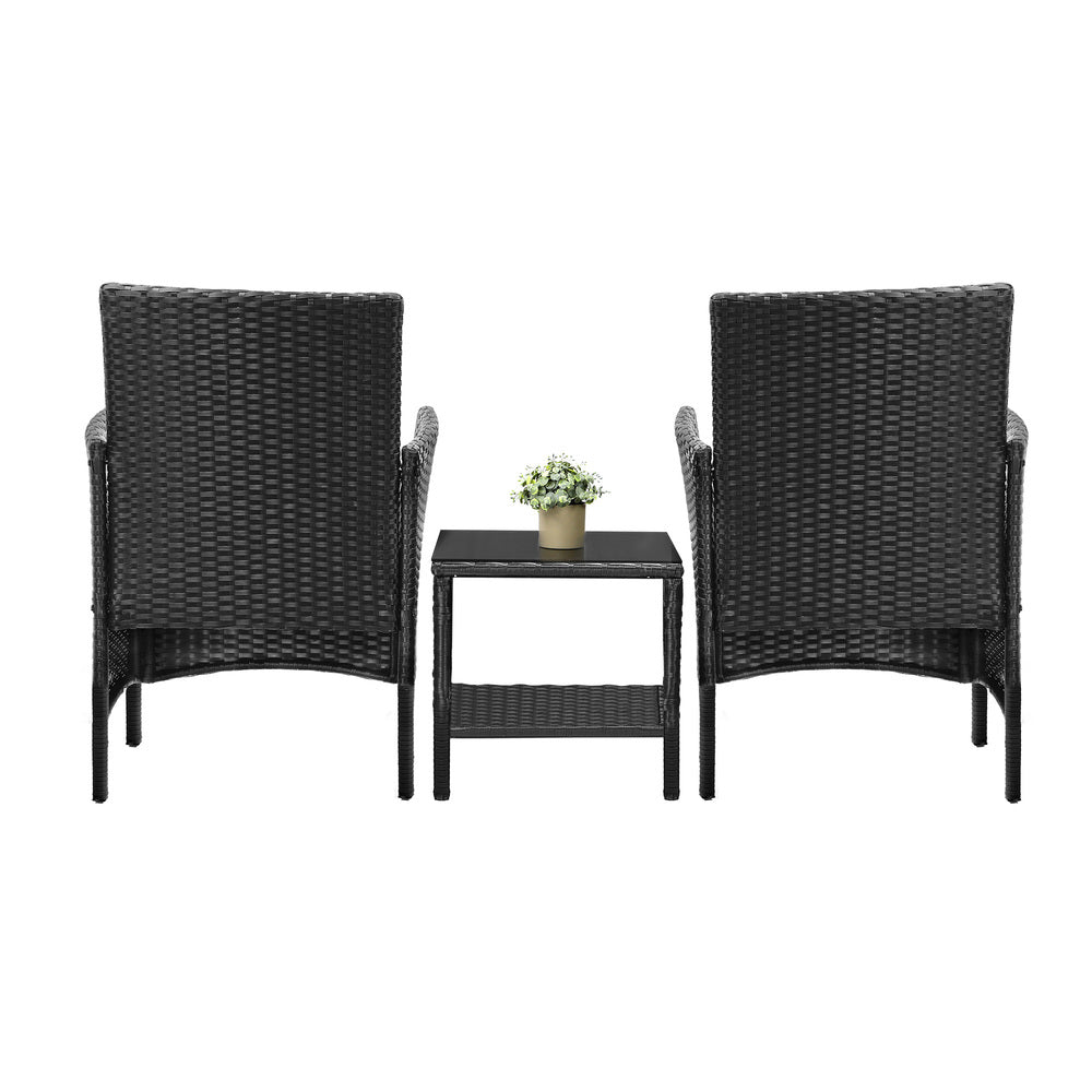 Outdoor Furniture 3 Piece Wicker Bistro Set Patio Chairs Table