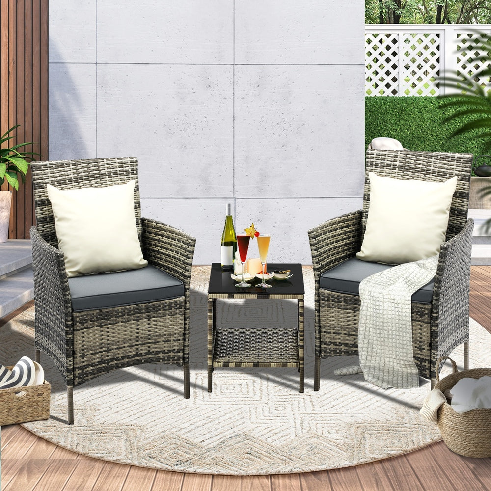 Outdoor Furniture Setting 3 Piece Wicker Bistro Set