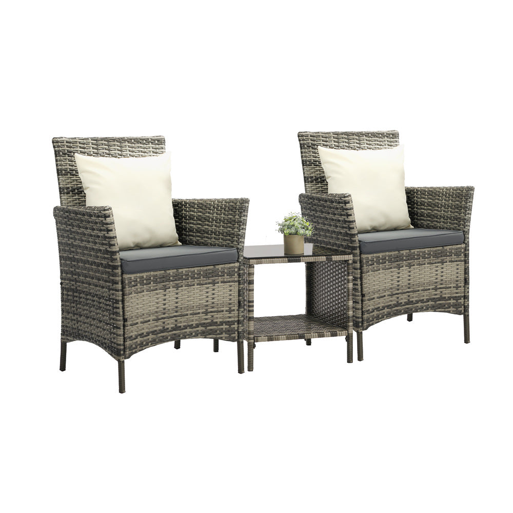 Outdoor Furniture Setting 3 Piece Wicker Bistro Set