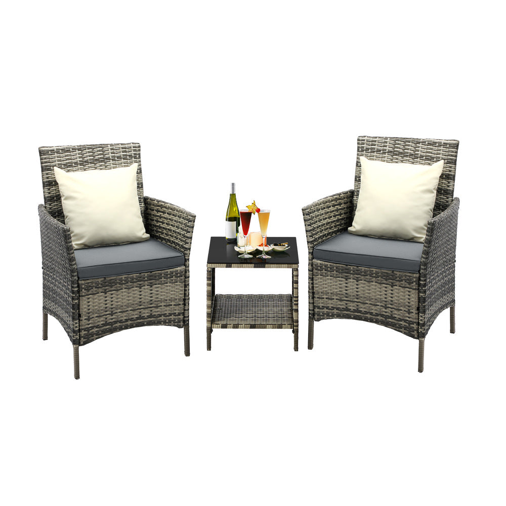Outdoor Furniture Setting 3 Piece Wicker Bistro Set
