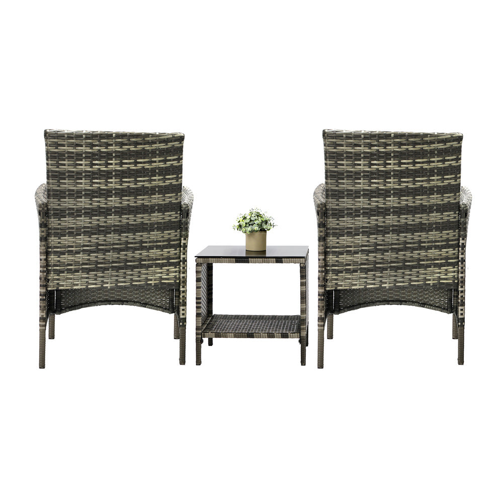 Outdoor Furniture Setting 3 Piece Wicker Bistro Set