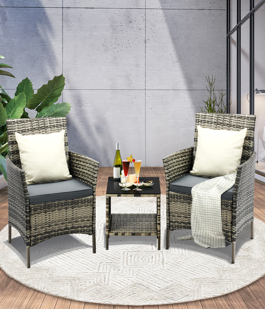 Outdoor Furniture Setting 3 Piece Wicker Bistro Set