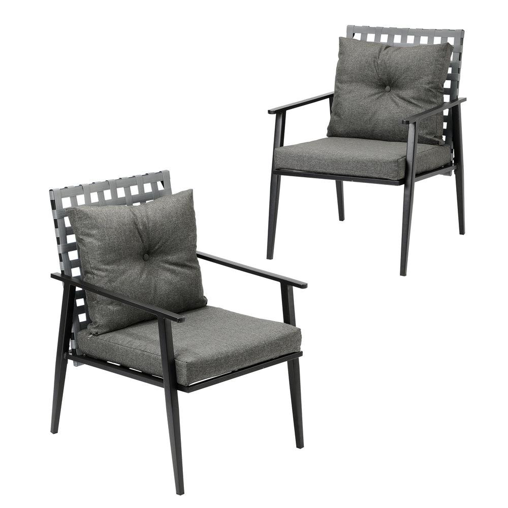 2PCS Outdoor Armchairs Rattan Backrest Black