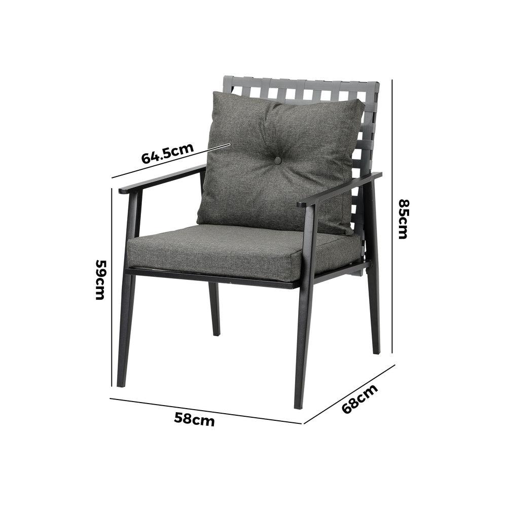 2PCS Outdoor Armchairs Rattan Backrest Black