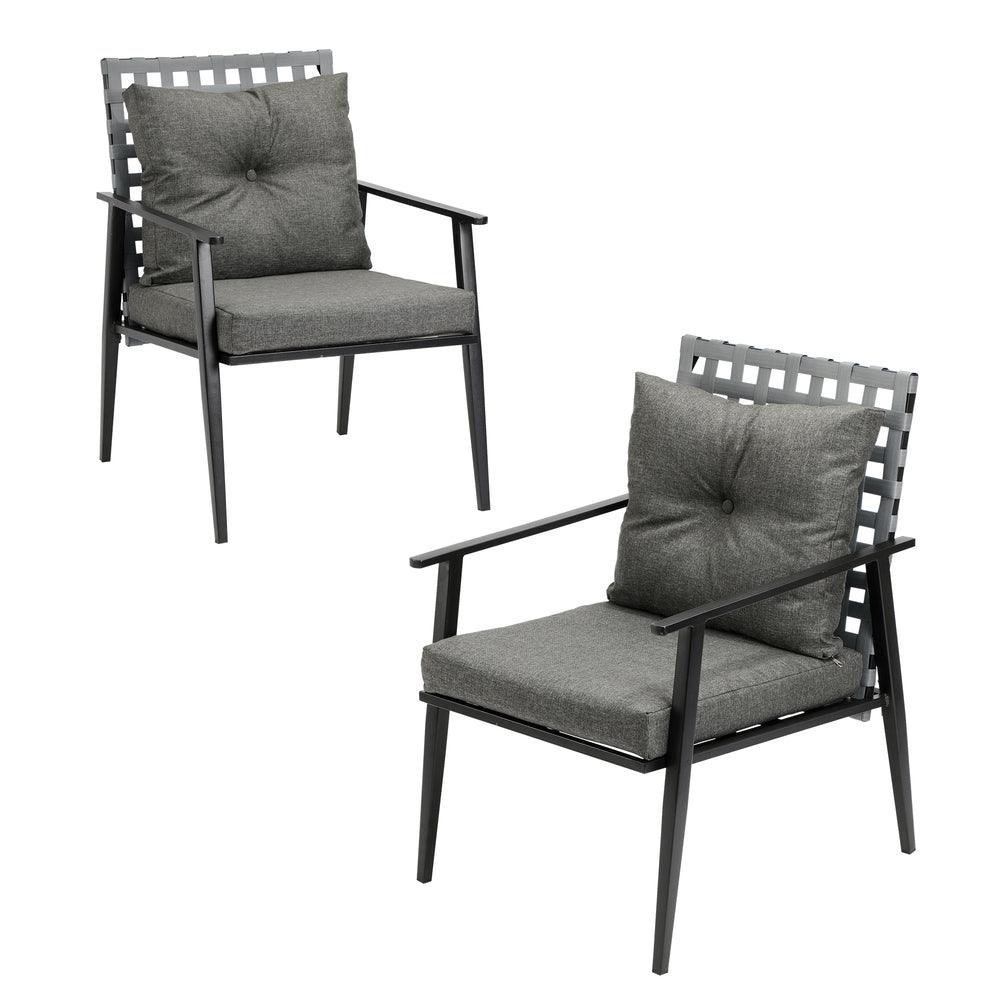 2PCS Outdoor Armchairs Rattan Backrest Black