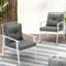 2 Piece Outdoor Armchairs White Rattan Backrest Cushioned Chairs