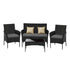 Outdoor Furniture 4PCS Set Chairs Table Wicker Black