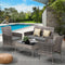 Livsip 4Pcs Outdoor Wicker Furniture Set Sofa Chairs & Table Grey