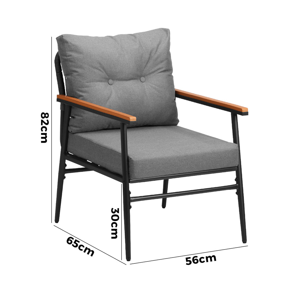 2PCS Outdoor Chairs Garden Patio Armchair Black