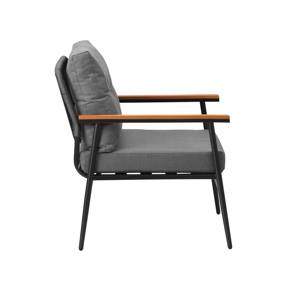 2PCS Outdoor Chairs Garden Patio Armchair Black