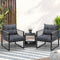 3PCS Outdoor Patio Set Wicker Table Chairs with Cushions