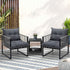 3PCS Outdoor Patio Set Wicker Table Chairs with Cushions