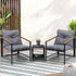 3 Piece Outdoor Patio Set Metal Chairs Rattan Table