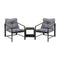 3 Piece Outdoor Patio Set Metal Chairs Rattan Table