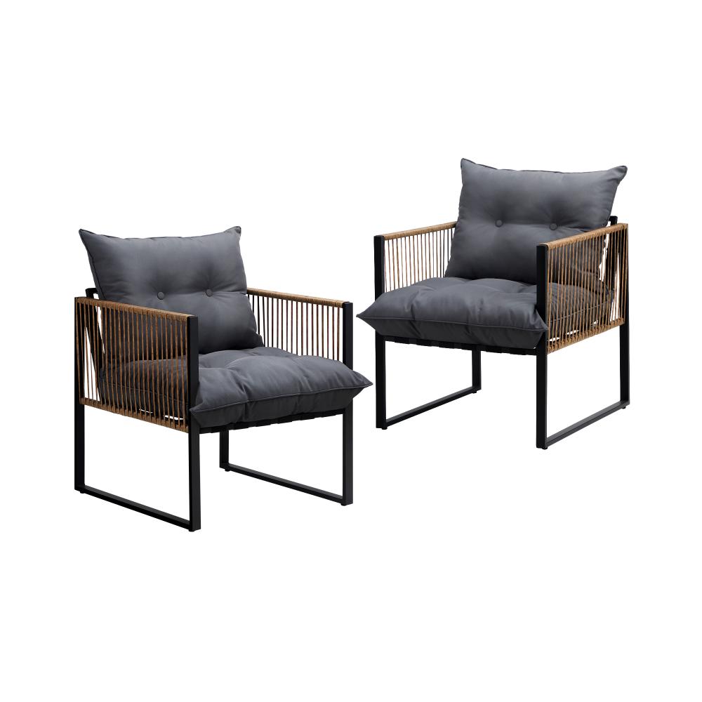 2PCS Outdoor Chairs Patio Set PE Wicker