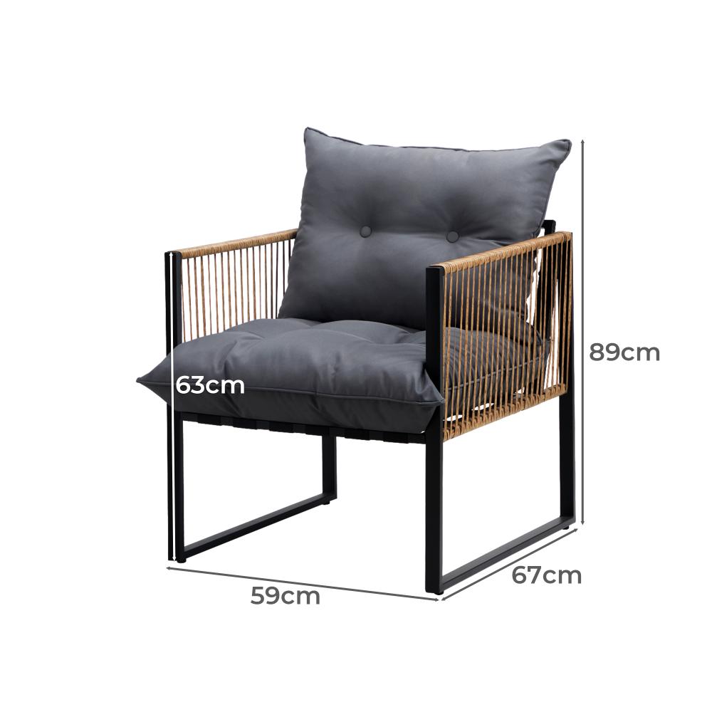 2PCS Outdoor Chairs Patio Set PE Wicker