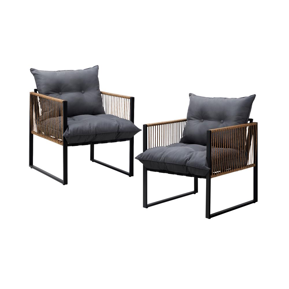 2PCS Outdoor Chairs Patio Set PE Wicker