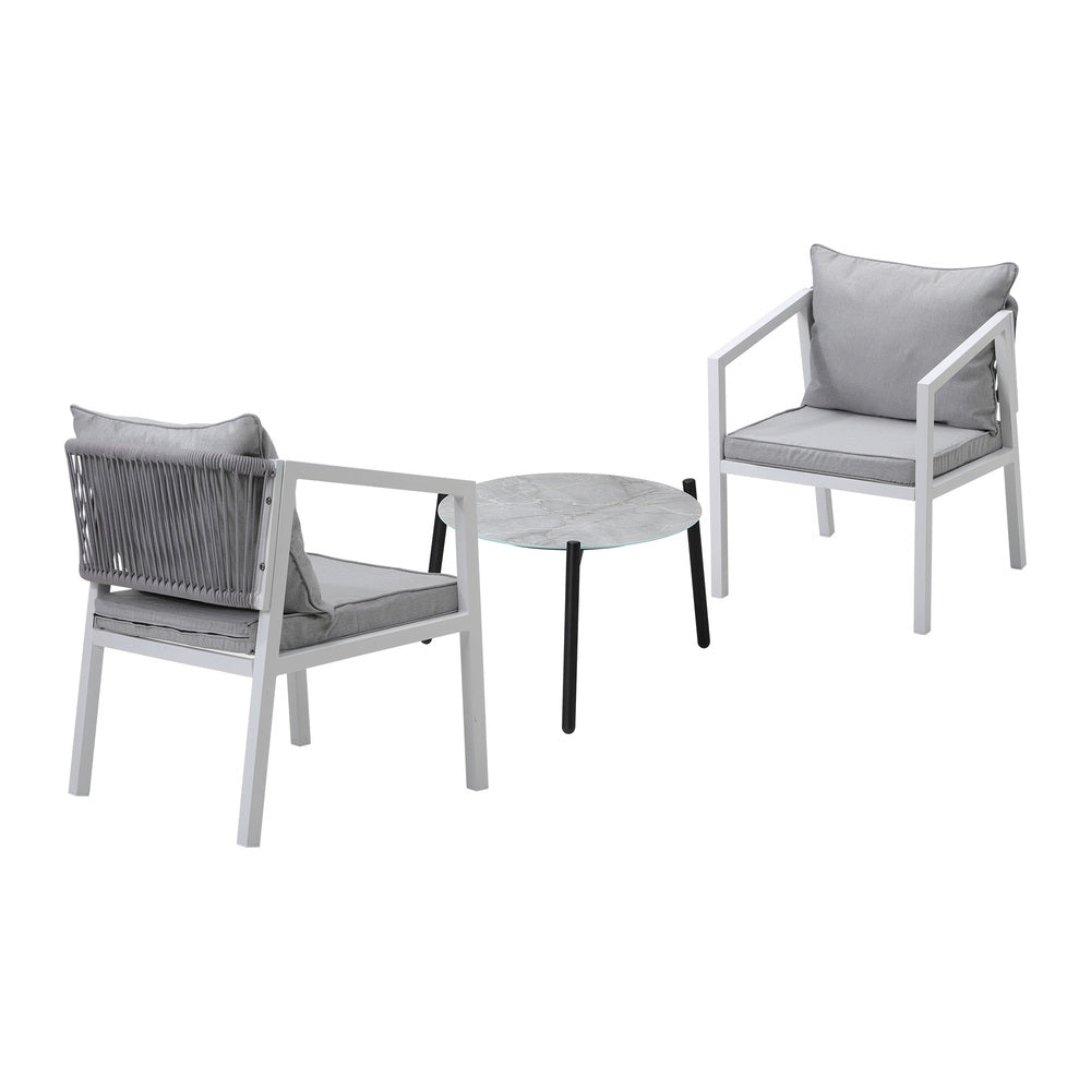 Livsip 3PCS Outdoor Patio Setting Grey 50cm Coffee Table