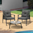 Livsip 3PCS Outdoor Patio Set 50CM Grey Marble Table Rattan Chairs