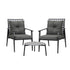 Livsip 3PCS Outdoor Patio Set 50CM Grey Marble Table Rattan Chairs